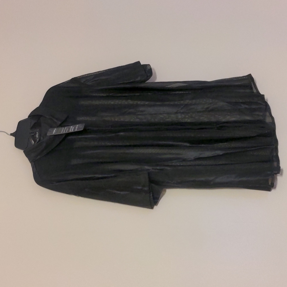 Incerun black see threw lace style button down size large nwt
